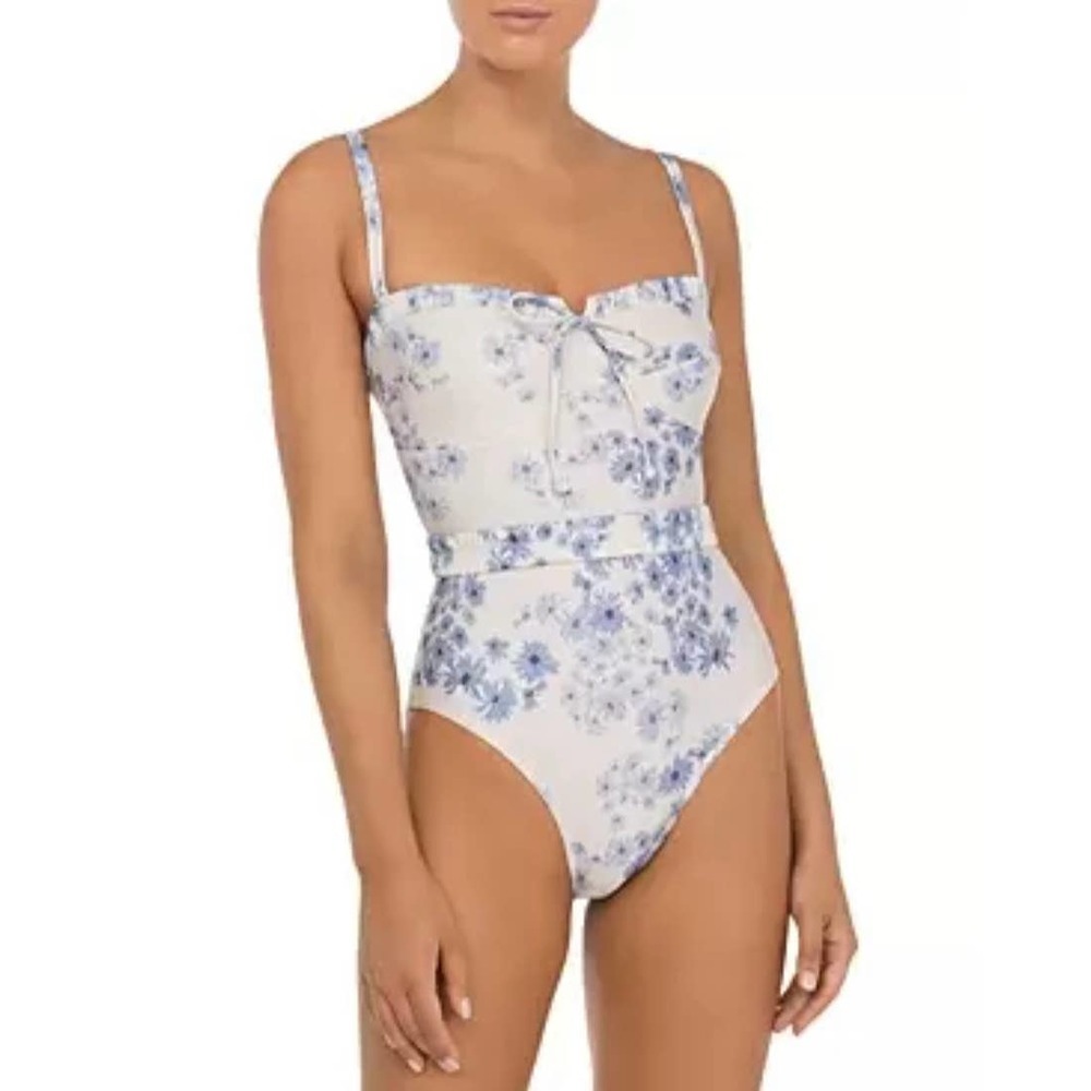 PEONY NET SUSTAIN women’s Vacation roached stretch swimsuit Size 6 tummy control